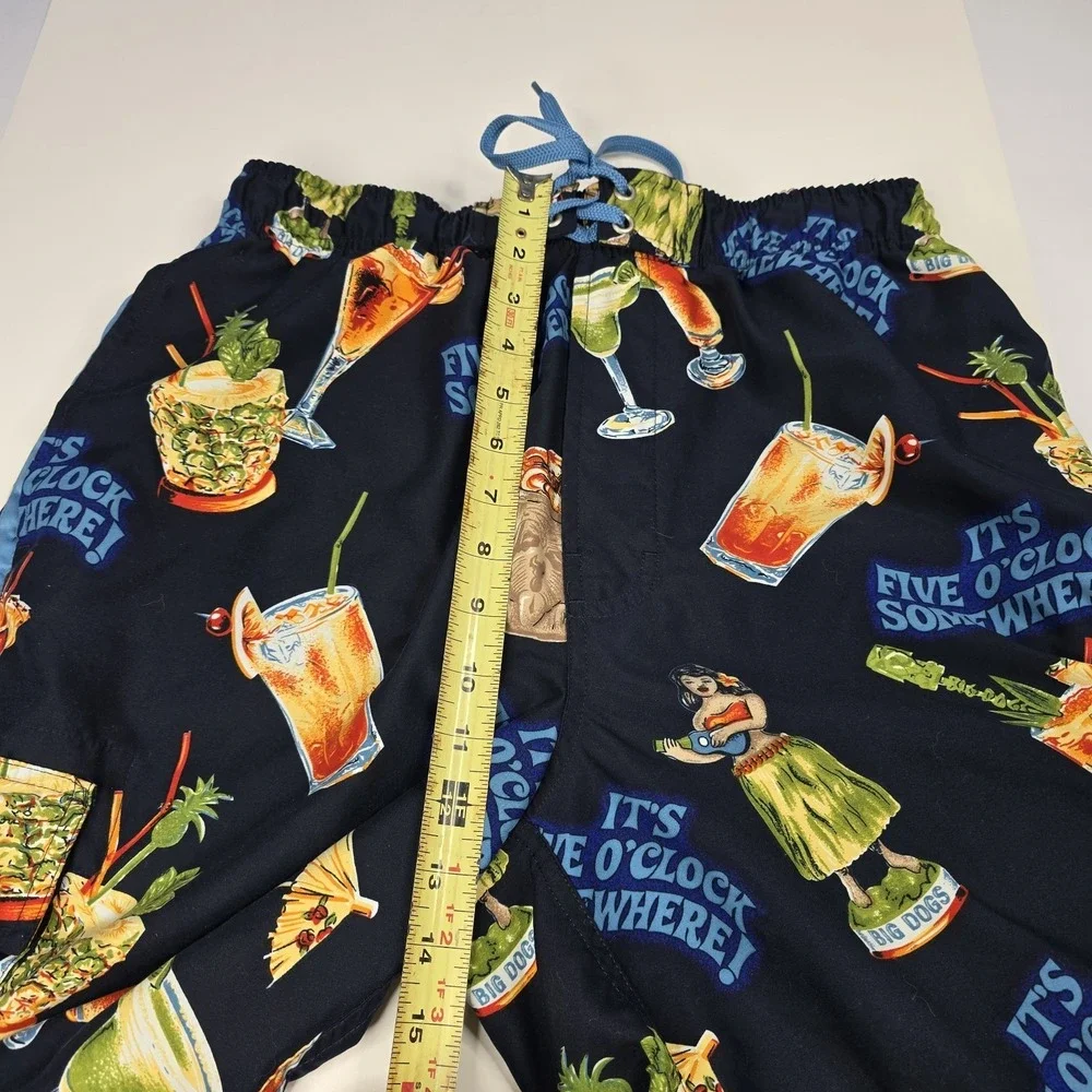 Big Dogs Blue Swim Trunks Board Short Men Size S It's 5 O'clock Somewhere Beer‎